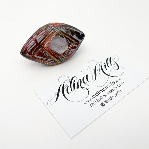 Adina Mills Crystal Ring XL Statement Eye Quartz - Picture 2 of 10